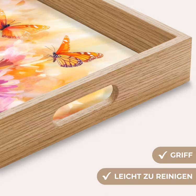 Tablett - Schmetterlinge - Orange - Blumen — 8