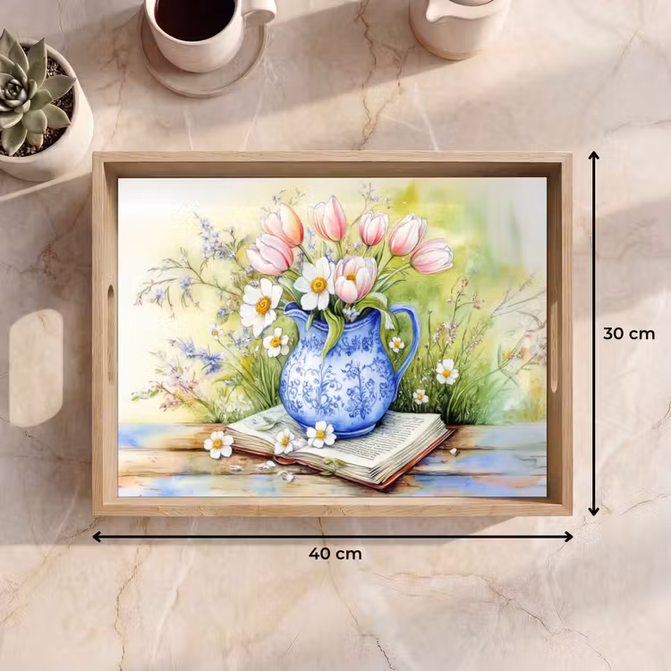 Tablett - Vase - Delfter Blau - Gänseblümchen — 7