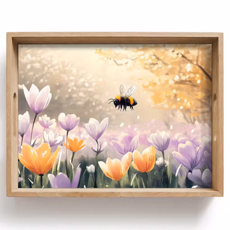 Tablett - Veilchen - Biene - Sonnenlicht — 1