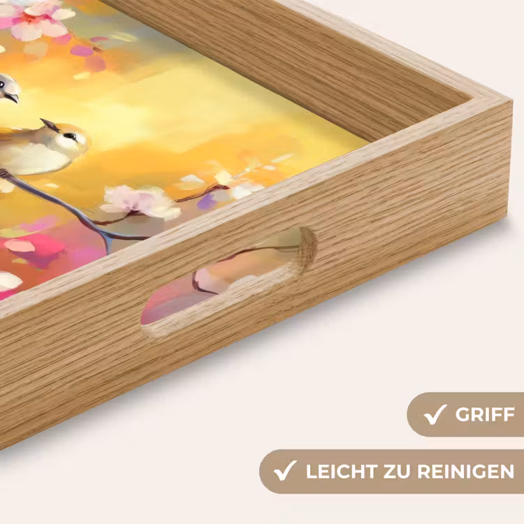 Tablett - Vögel - Blumen - Rosa — 8