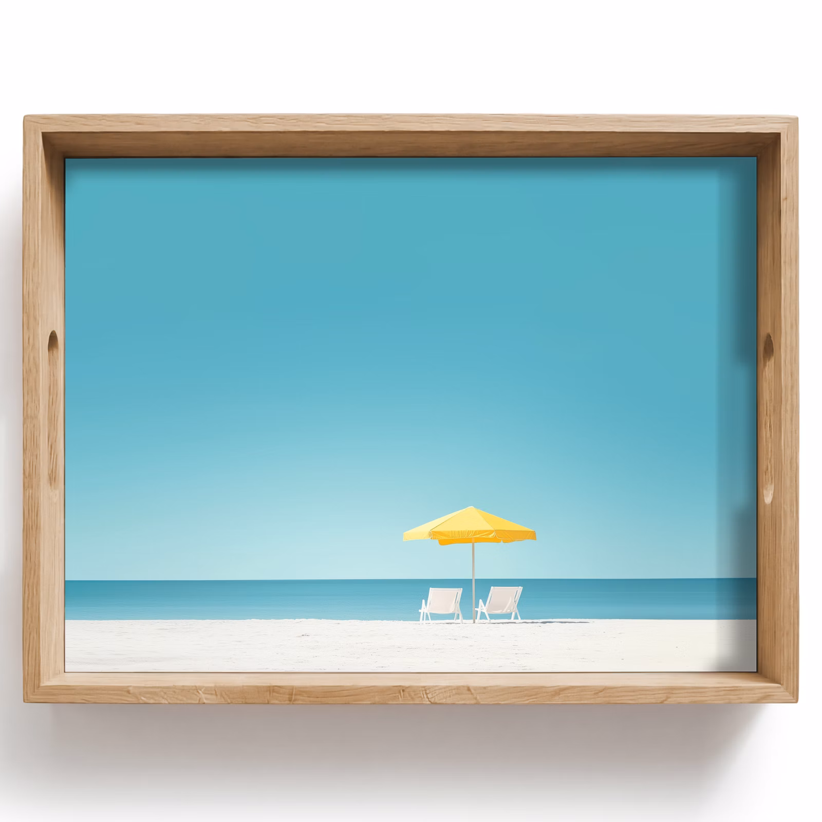 Tablett - Strand - Blauer Himmel - Gelb - Sonnenschirm — 1