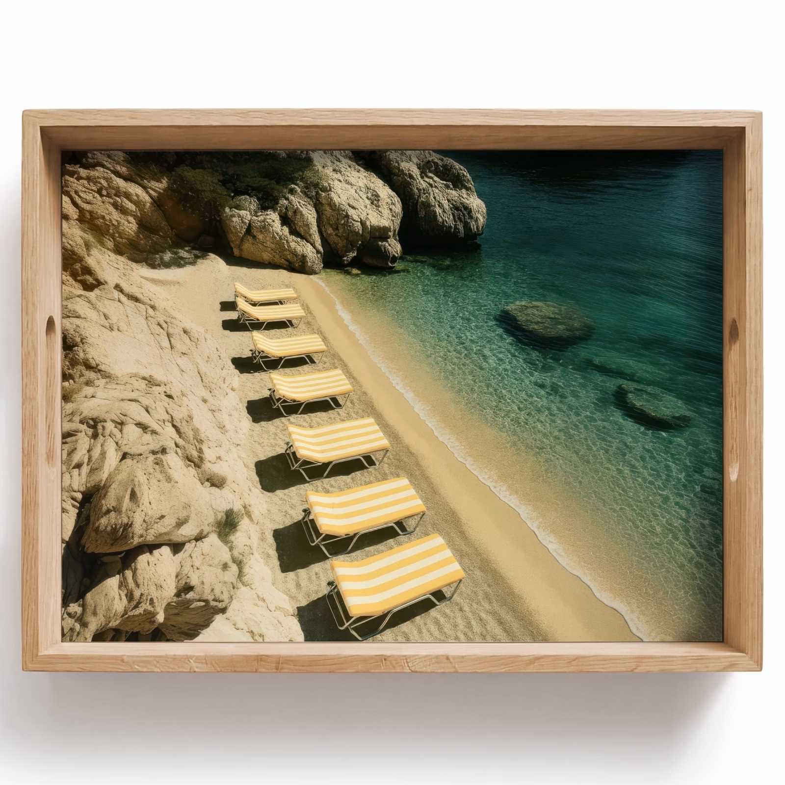 Tablett - Strandbetten - Meer - Steine - Bucht — 1