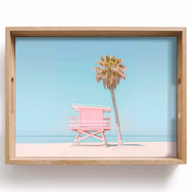 Tablett - Palme - Strandhaus - Rosa — 1