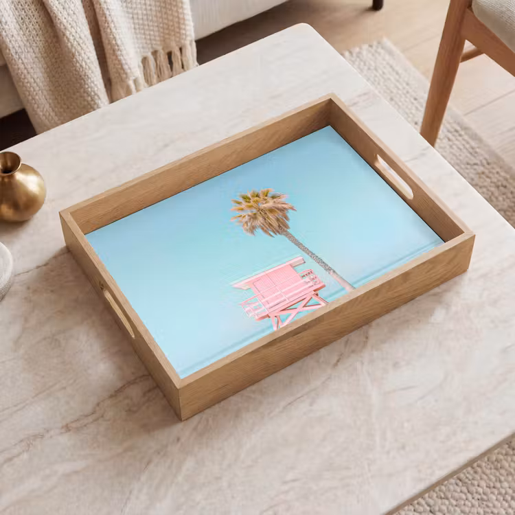 Tablett - Palme - Strandhaus - Rosa — 2