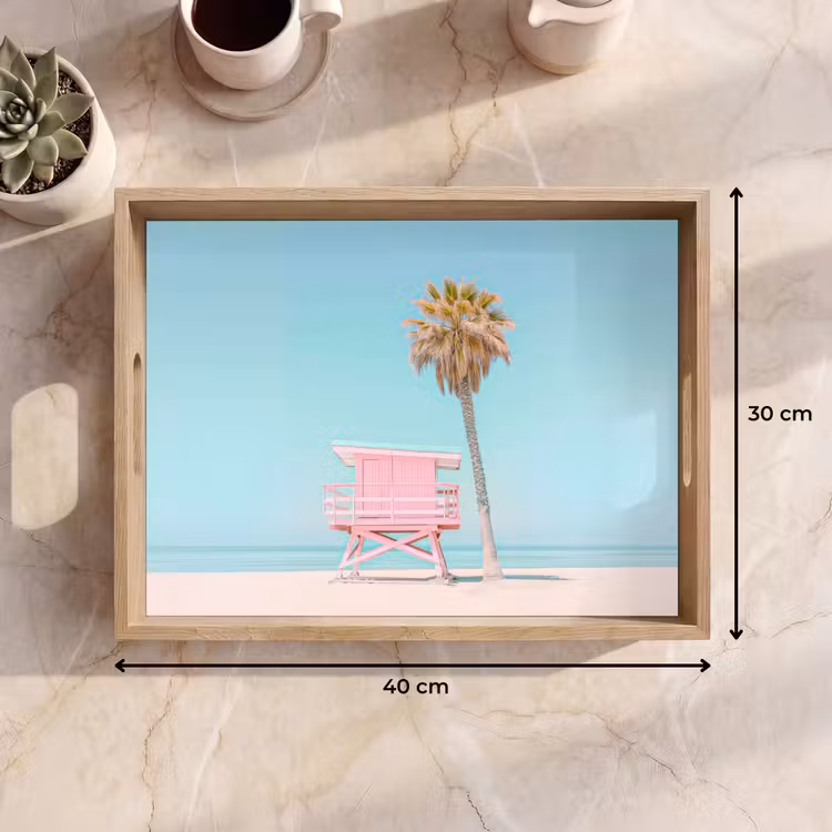 Tablett - Palme - Strandhaus - Rosa — 7