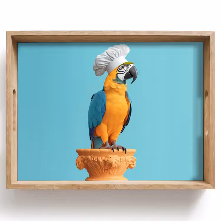 Tablett - Papagei - Kochmütze - Lustig - Vogel — 1