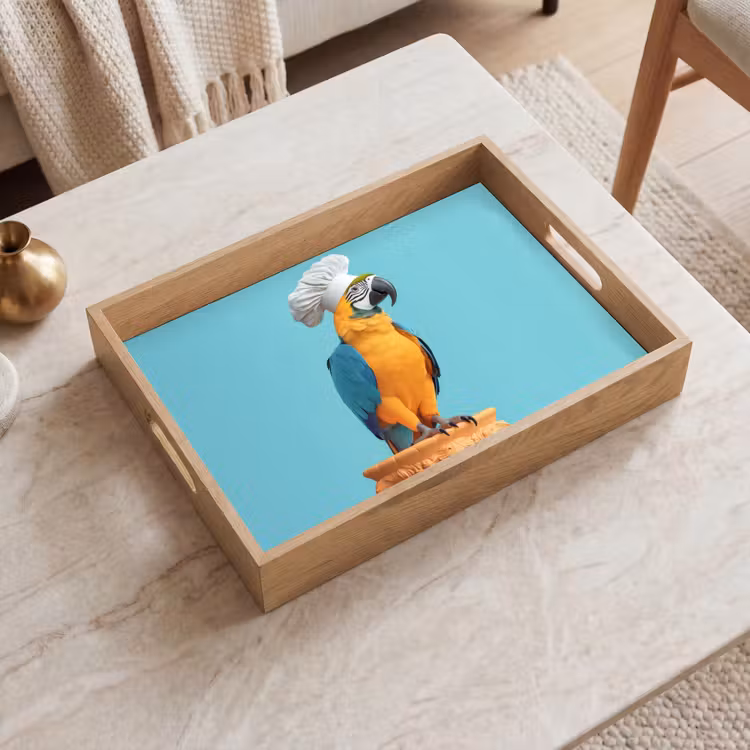 Tablett - Papagei - Kochmütze - Lustig - Vogel — 2