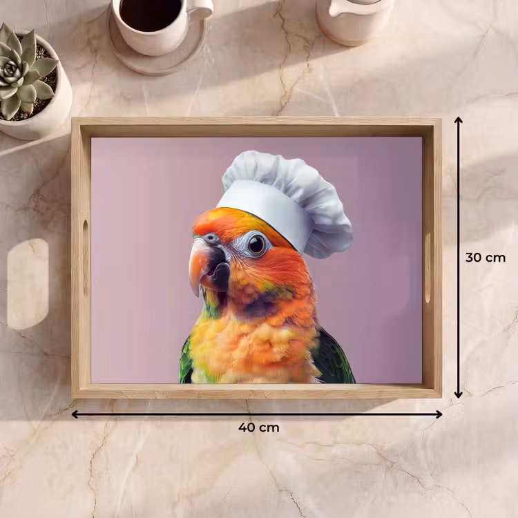 Tablett - Papagei - Kochmütze - Neugierig - Vogel — 7