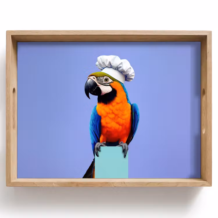 Tablett - Papagei - Kochmütze - Vogel - Spaß — 1