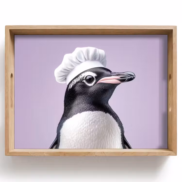 Tablett - Pinguin - Kochmütze - Süß - Lila — 1