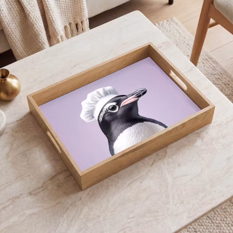 Tablett - Pinguin - Kochmütze - Süß - Lila — 2