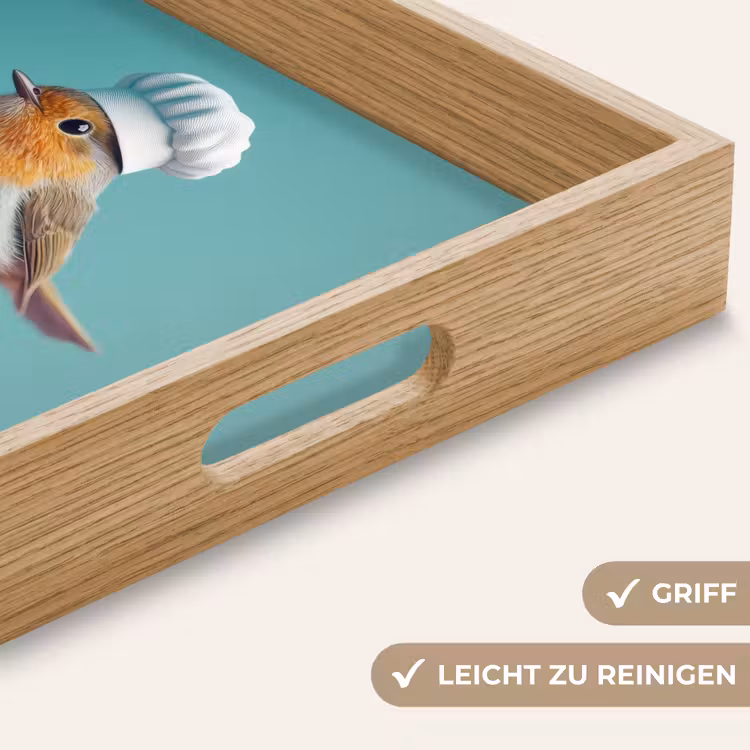 Tablett - Rotkehlchen - Vogel - Kochmütze - Sockel — 8