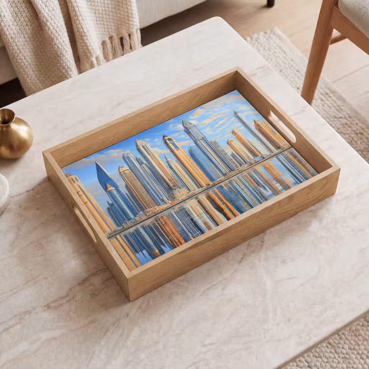 Tablett - Skyline - Wolkenkratzer - Wasser - Blau — 2