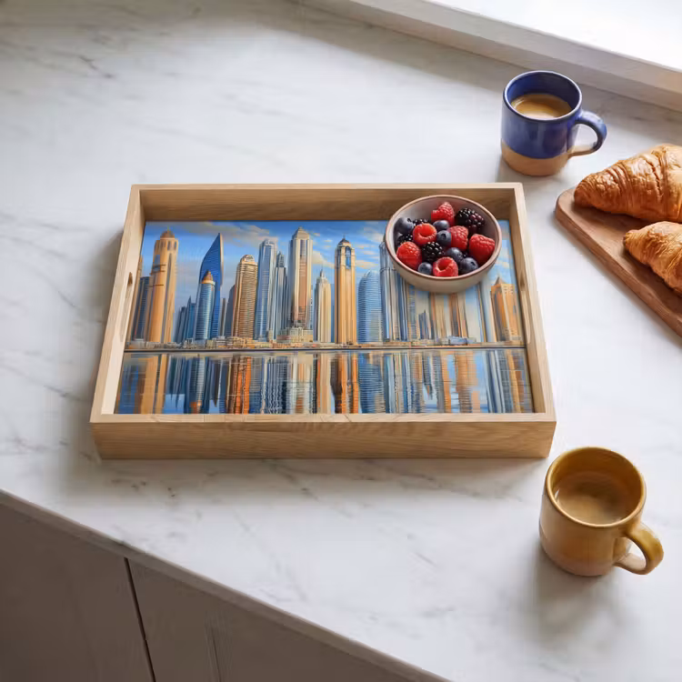 Tablett - Skyline - Wolkenkratzer - Wasser - Blau — 3
