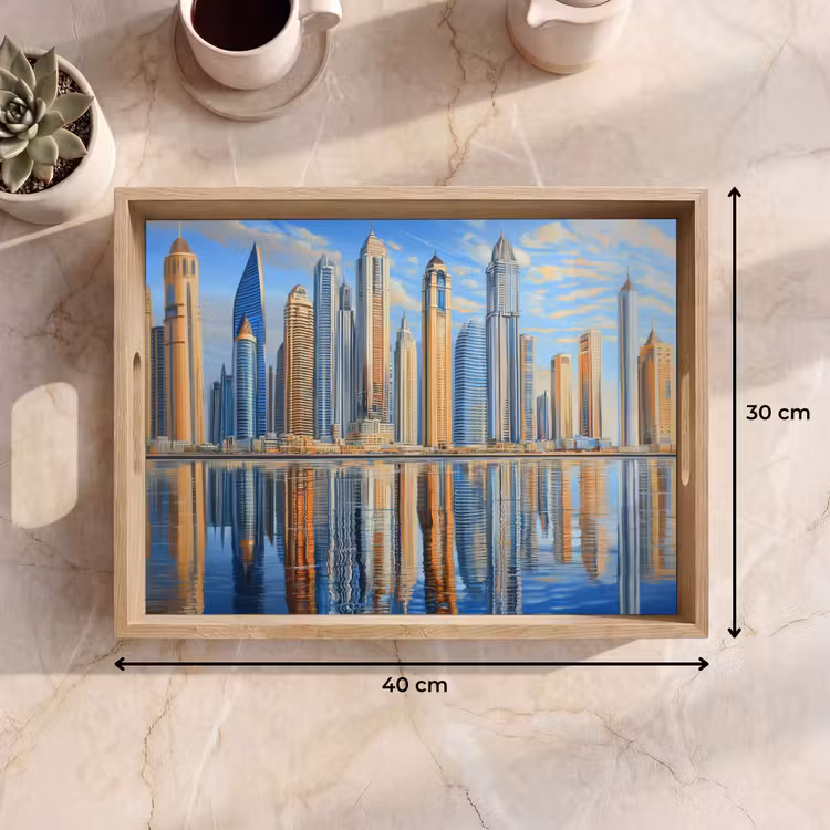 Tablett - Skyline - Wolkenkratzer - Wasser - Blau — 7