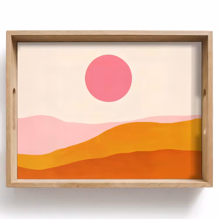 Tablett - Sonne - Hügel - Abstrakt - Rosa — 1