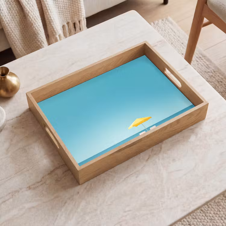 Tablett - Strand - Blauer Himmel - Gelb - Sonnenschirm — 2