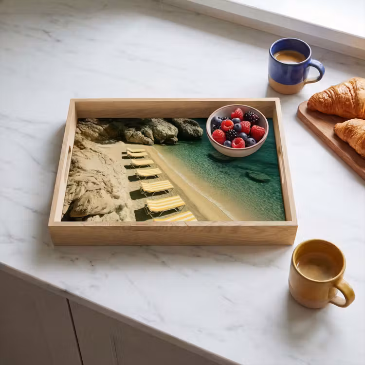 Tablett - Strandbetten - Meer - Steine - Bucht — 3