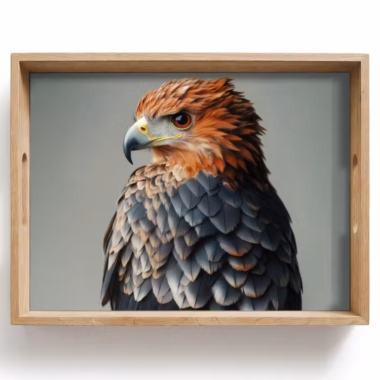 Tablett - Vogel - Realistisch - Federn - Braun — 1