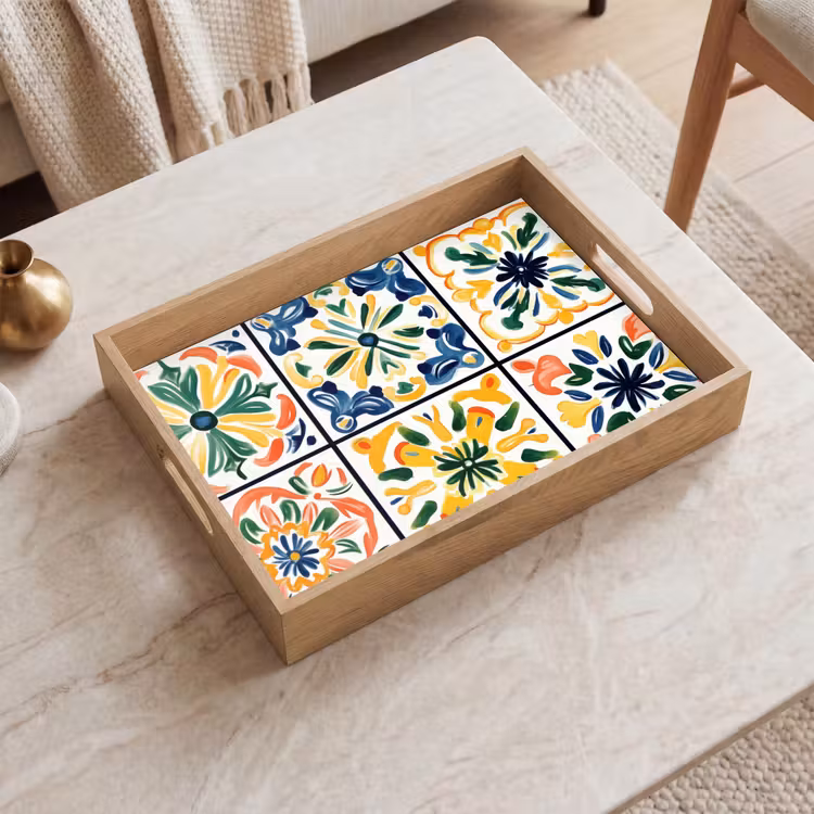 Tablett - Spanisch - Kacheln - Keramik - Blumen — 2
