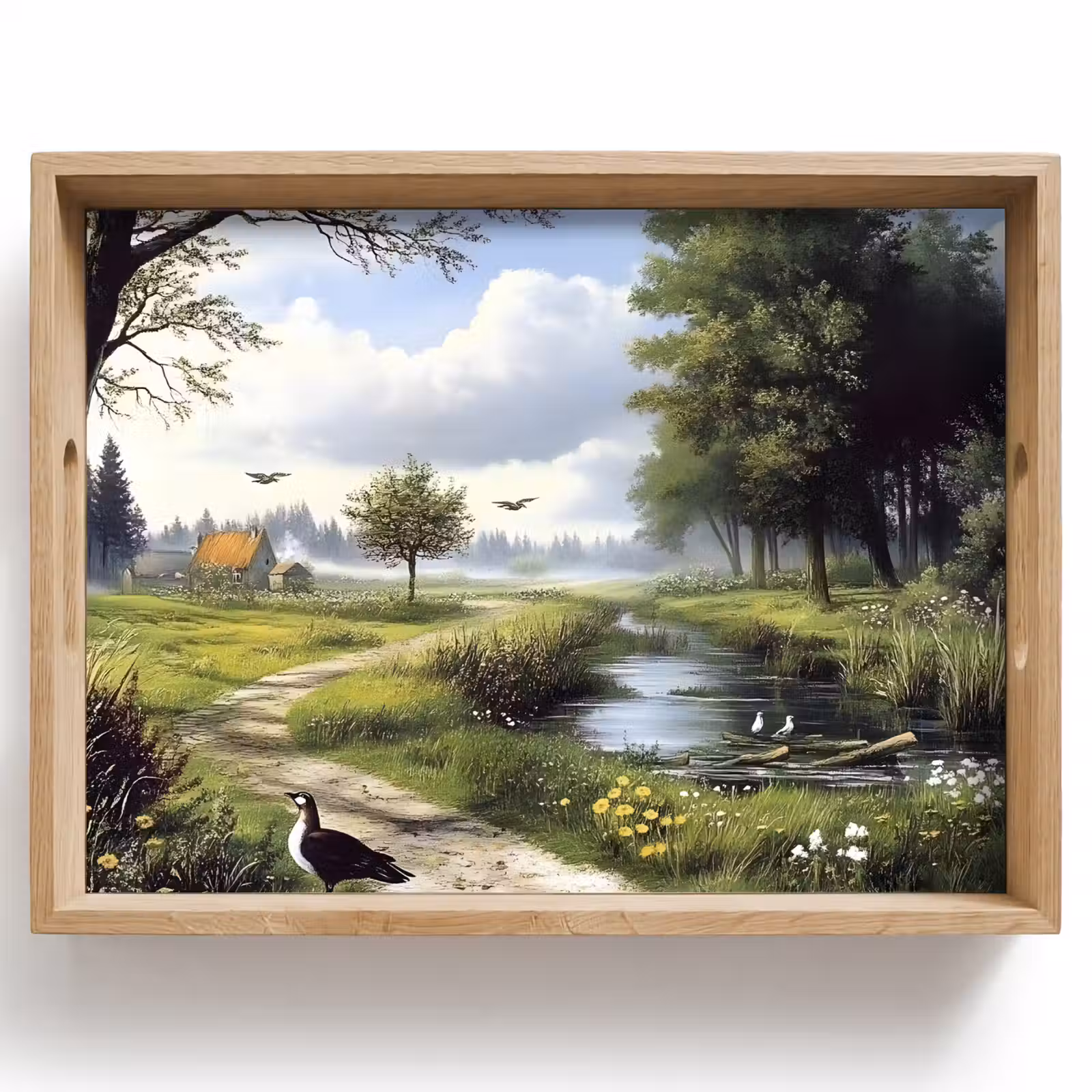 Tablett - Sandiger Weg - Grüne Landschaft - Wasser — 1