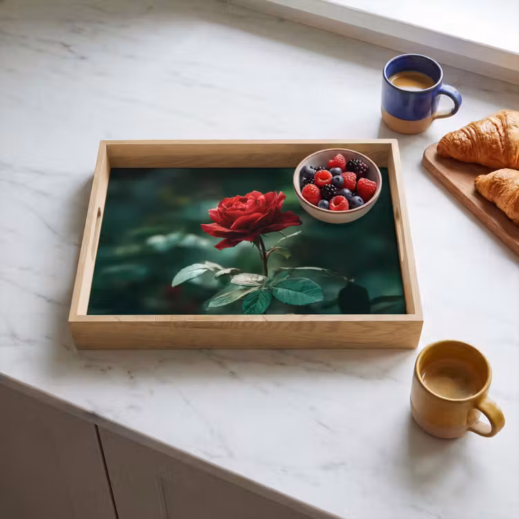 Tablett - Rose - Blätter - Tiefrot — 3
