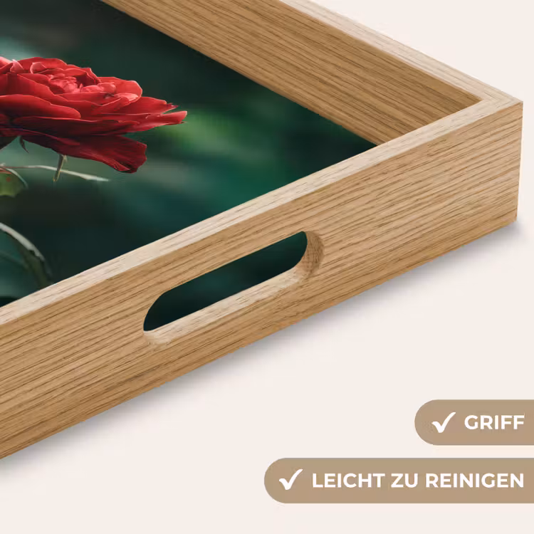 Tablett - Rose - Blätter - Tiefrot — 8