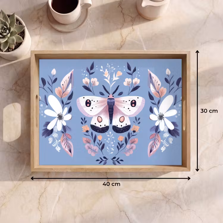 Tablett - Schmetterling - Flügel - Tupfen - Blumen — 7