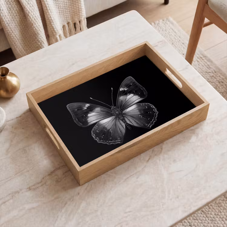 Tablett - Schmetterling - Grau - Geheimnisvoll — 2