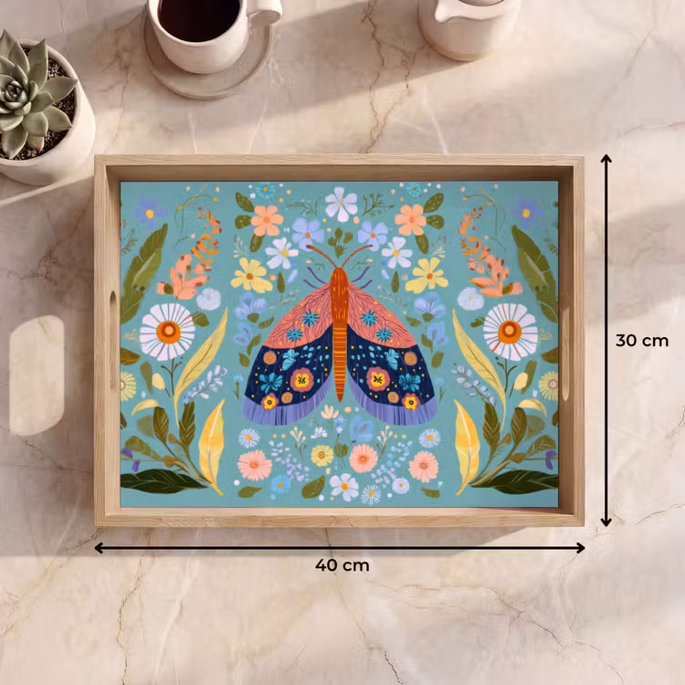 Tablett - Schmetterling - Ornamental - Blumen - Blätter — 7