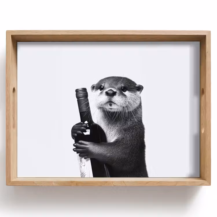 Tablett - Weinflasche - Otter - Schwarz — 1