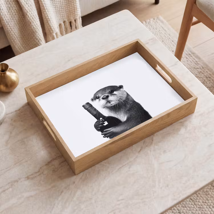 Tablett - Weinflasche - Otter - Schwarz — 2