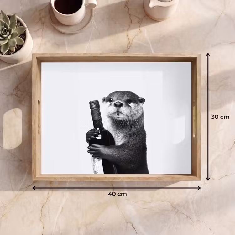 Tablett - Weinflasche - Otter - Schwarz — 7