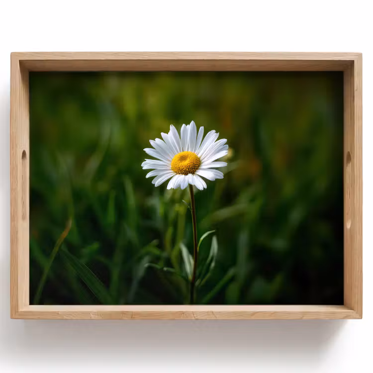 Tablett - Weiß - Gänseblümchen - Blume - Gras — 1