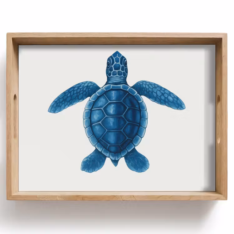 Tablett - Schildkröte - Blau - Schild — 1