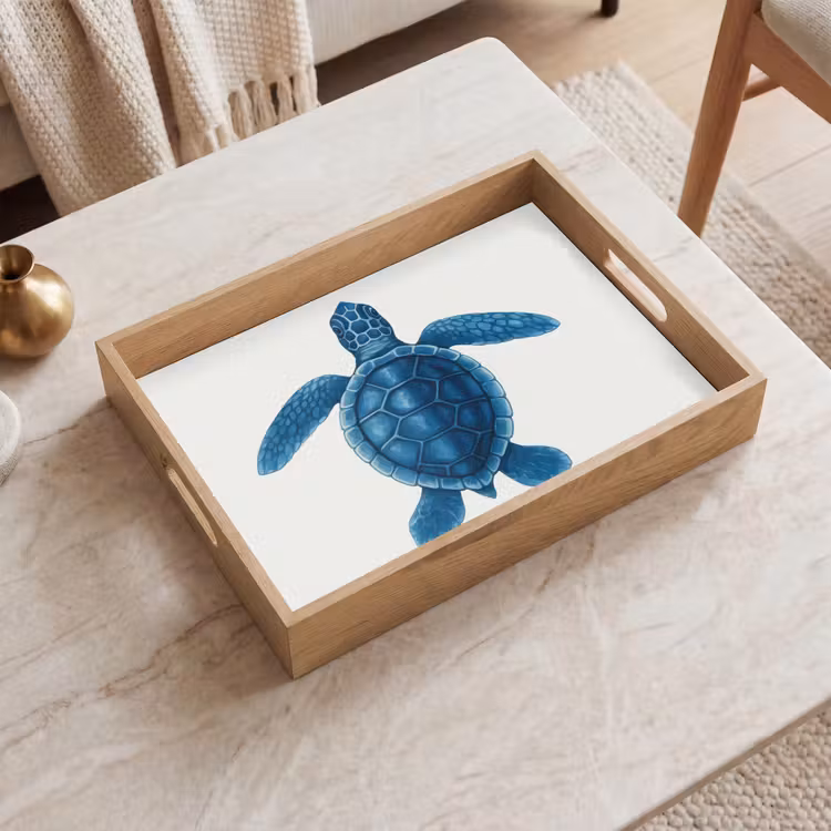 Tablett - Schildkröte - Blau - Schild — 2