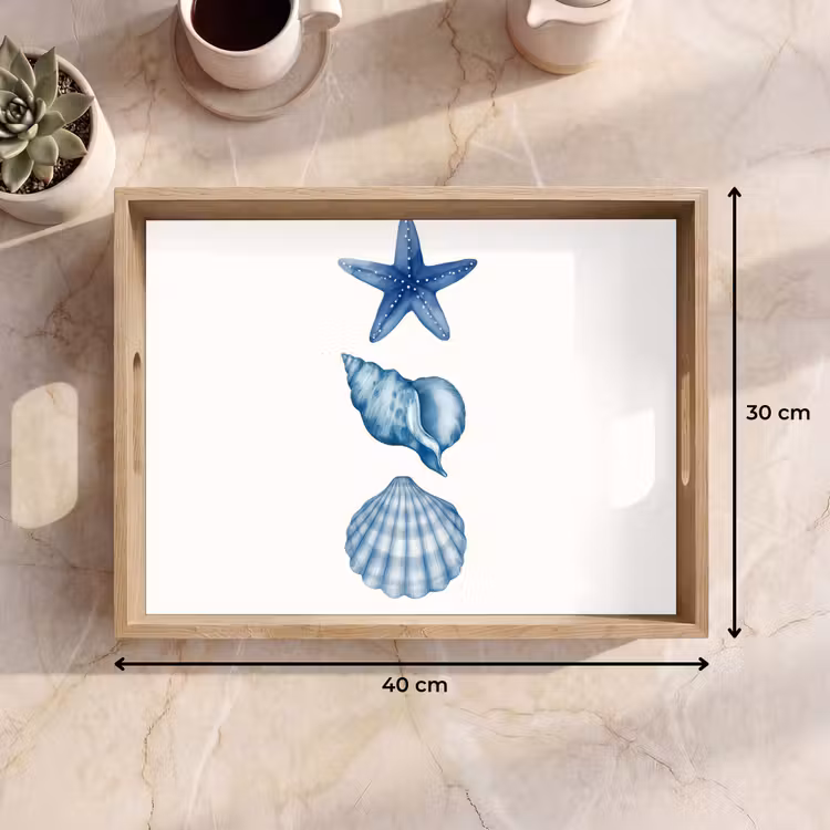 Tablett - Seestern - Muscheln - Blau — 7