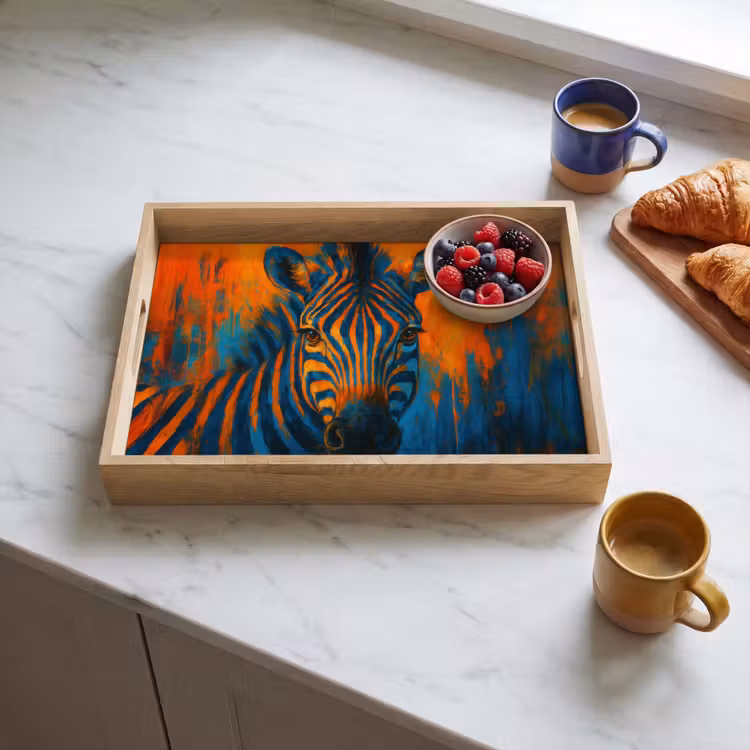 Tablett - Zebra - Abstrakt - Blau — 3