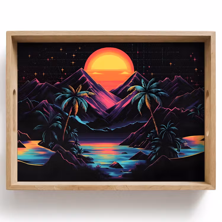 Tablett - Palmen - Neonberge - Sternenhimmel - Sonne — 1