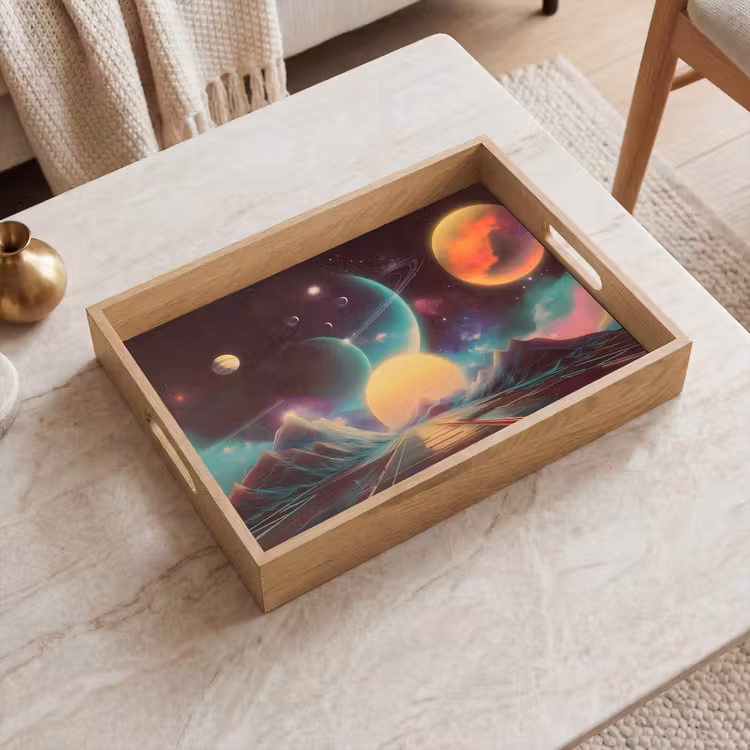 Tablett - Planeten - Neon - Berglandschaft - Sonne — 2