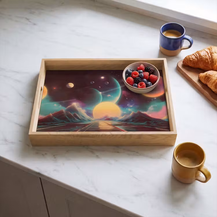 Tablett - Planeten - Neon - Berglandschaft - Sonne — 3