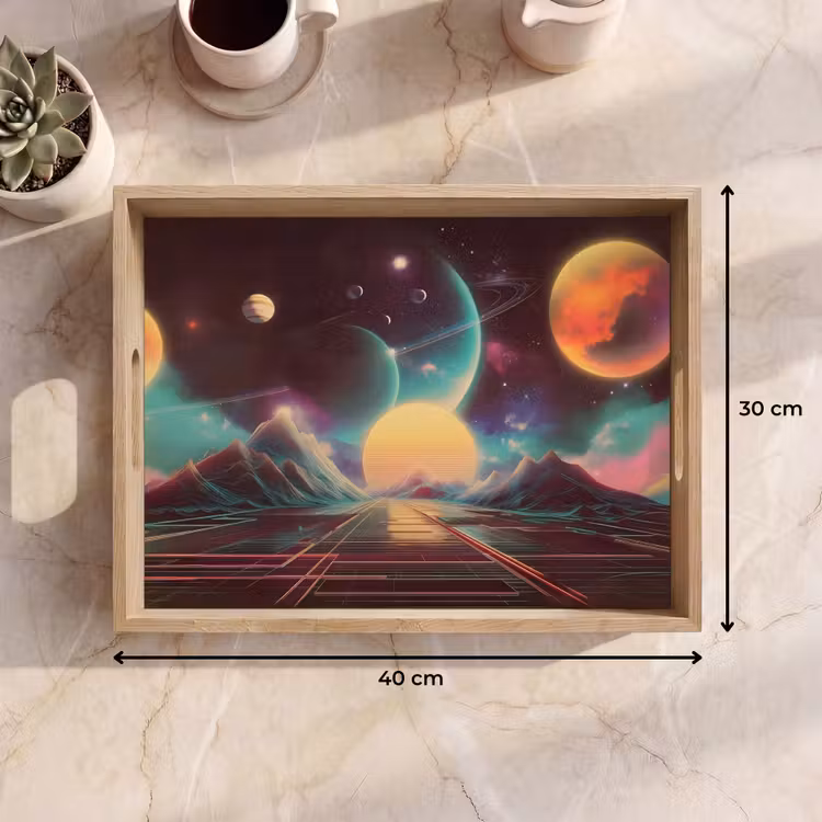 Tablett - Planeten - Neon - Berglandschaft - Sonne — 7