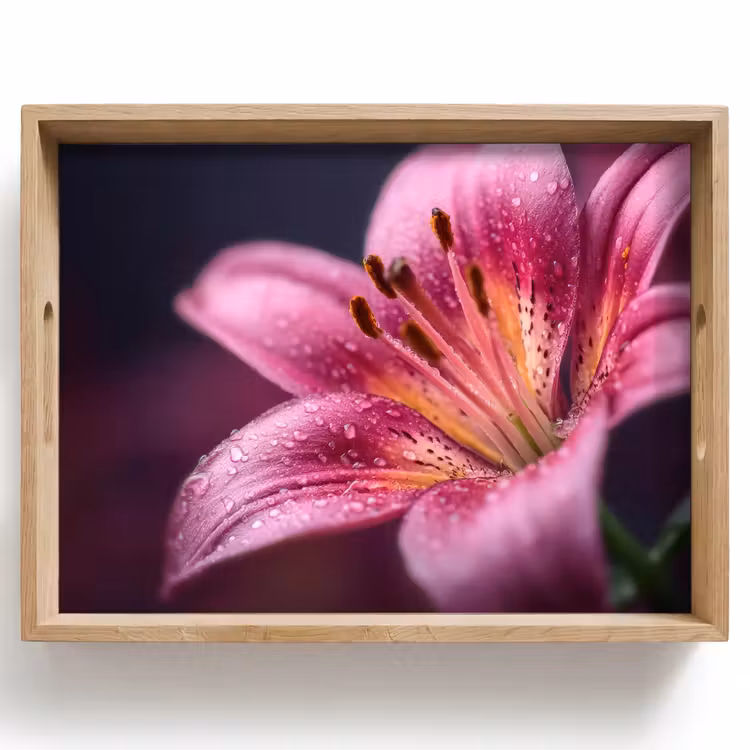Tablett - Rosa - Lilie - Tautropfen — 1