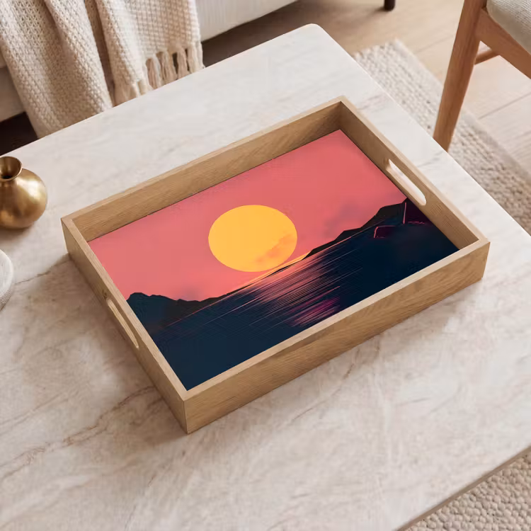 Tablett - Sonne - Gelb - Berge - Wasser — 2