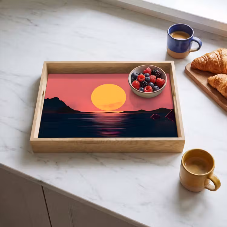 Tablett - Sonne - Gelb - Berge - Wasser — 3