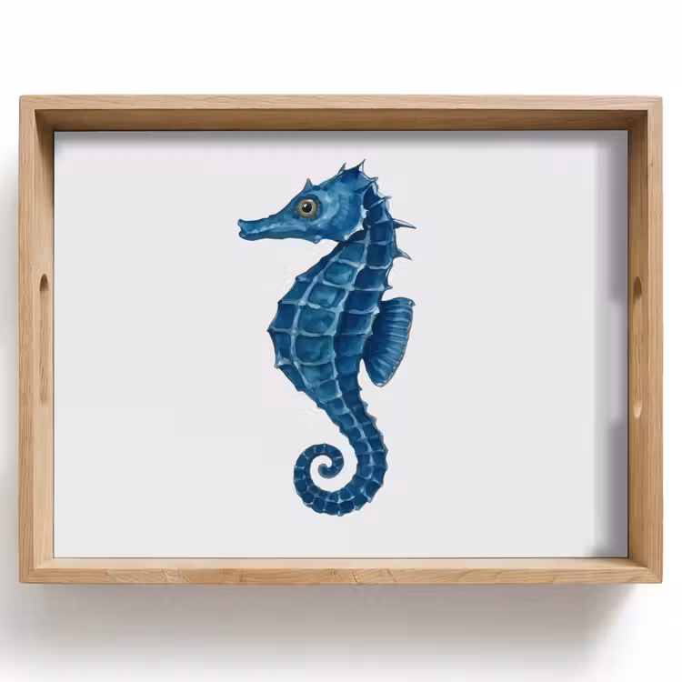 Tablett - Seepferdchen - Schwanz - Blau — 1