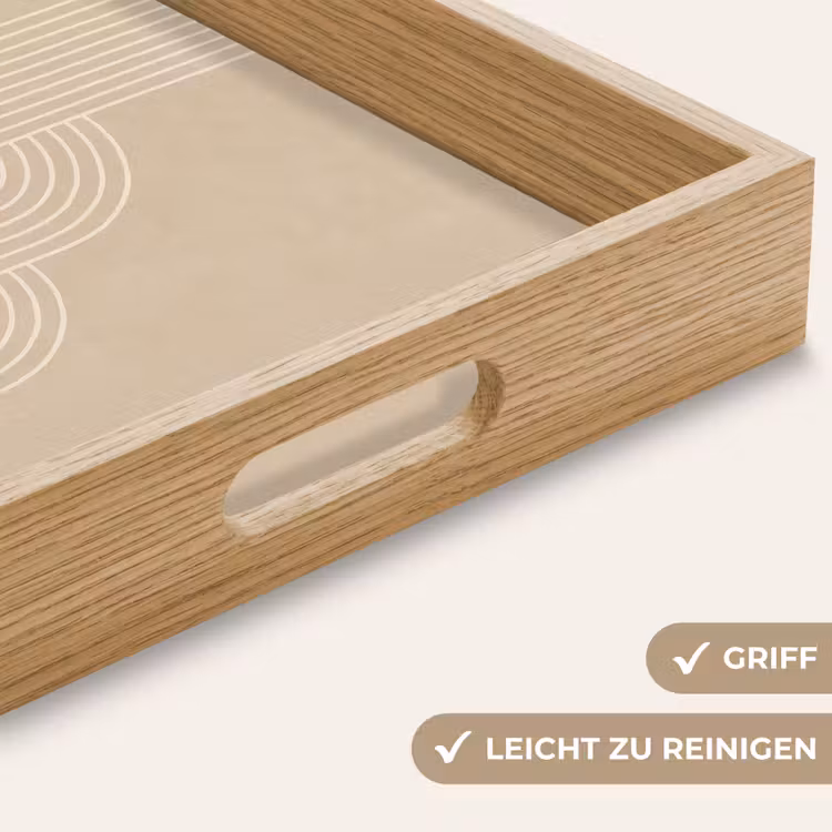 Tablett - Parallele Linien - Leichte Textur - Beige — 8