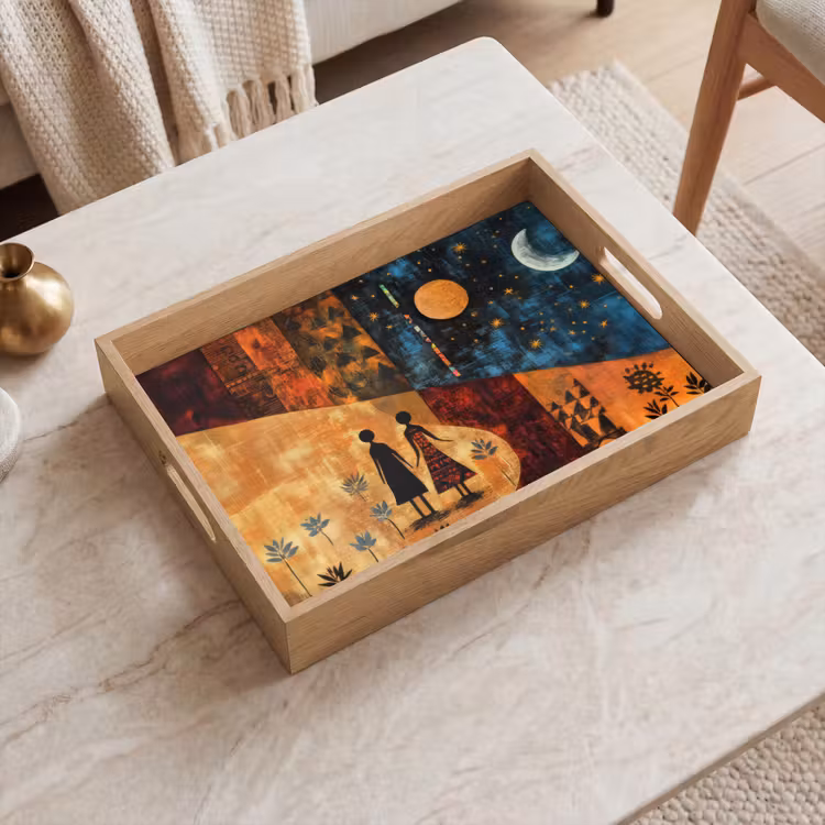 Tablett - Scherenschnitte - Abstrakt - Sonne - Mond — 2