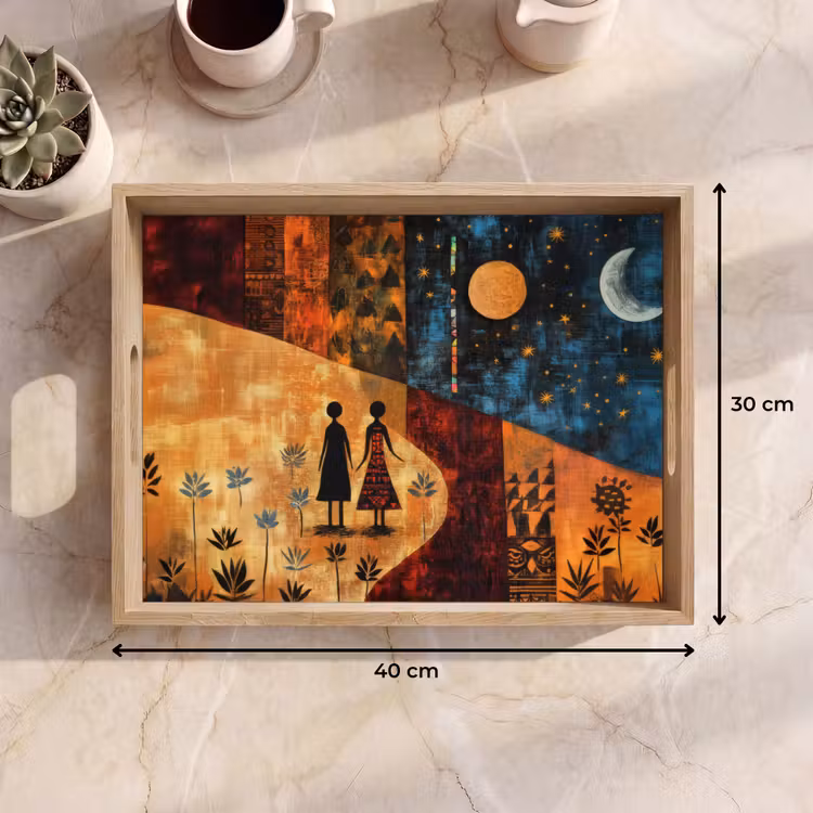 Tablett - Scherenschnitte - Abstrakt - Sonne - Mond — 7