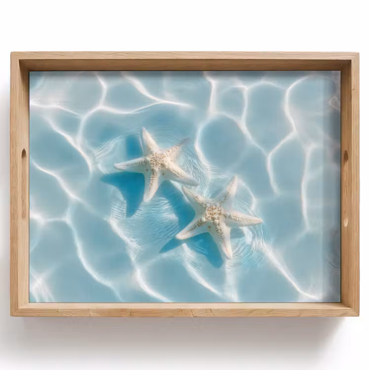 Tablett - Seesterne - Gewelltes Wasser - Beruhigend — 1